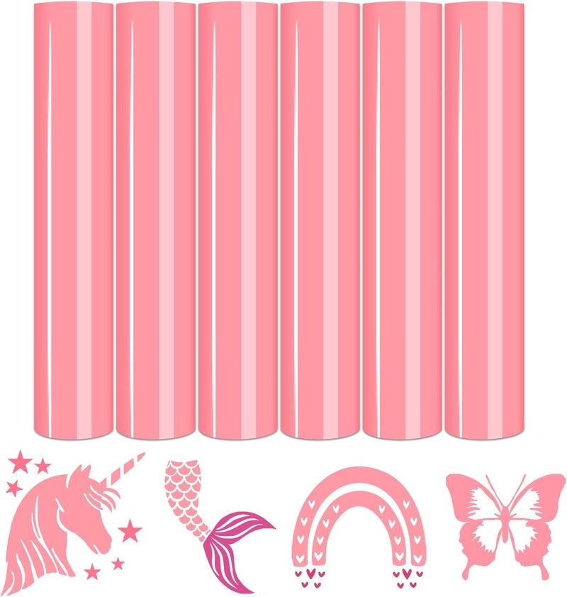 Tintnut Pink Iron on Vinyl -6 Sheets 12" x 10" Peach Pink Heat Transfer Vinyl for Fabrics HTV Vinyl Compatible with Cricut and Silhoutte Cameo - Image 1